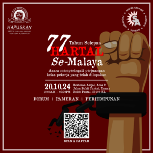 77 Years After Hartal Event Poster v2.0 BM Acara Sosialis Alternatif