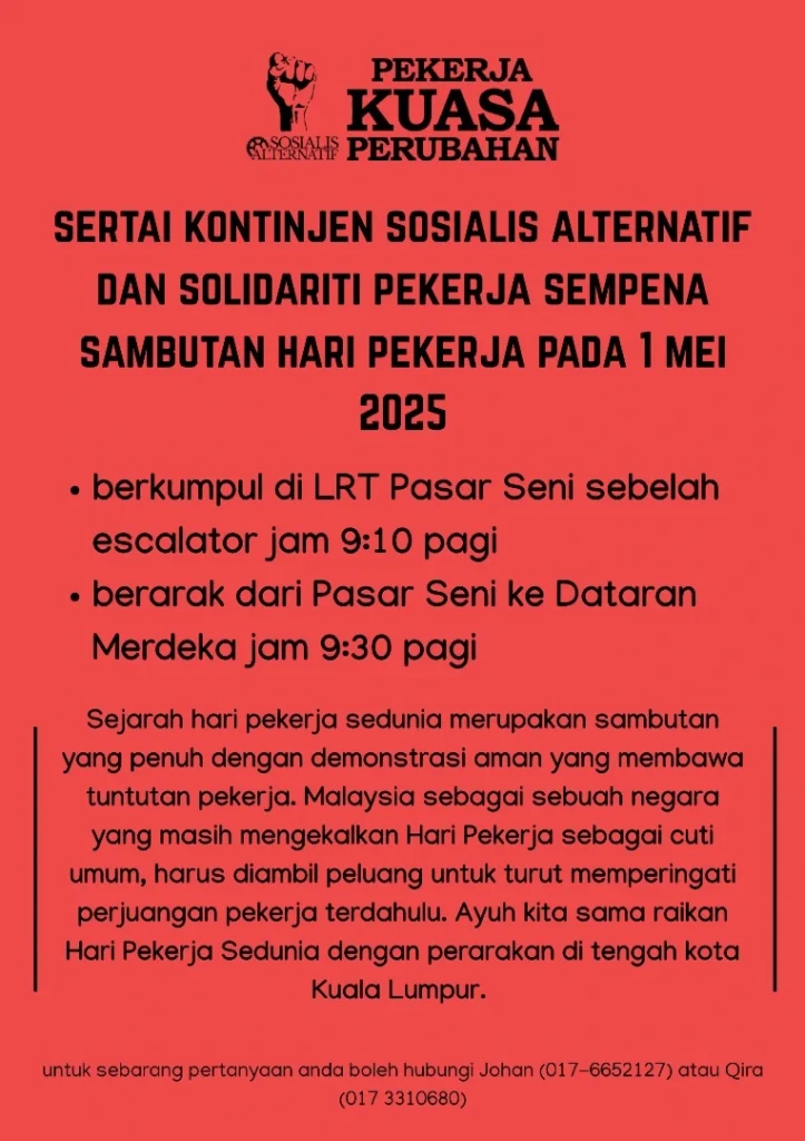 Kontinjen: Hari Pekerja 2025 9 2025 05 01 kontingen hari pekerja 2025 acara sosialis alternatif Kontinjen: Hari Pekerja 2025 Sosialis Alternatif