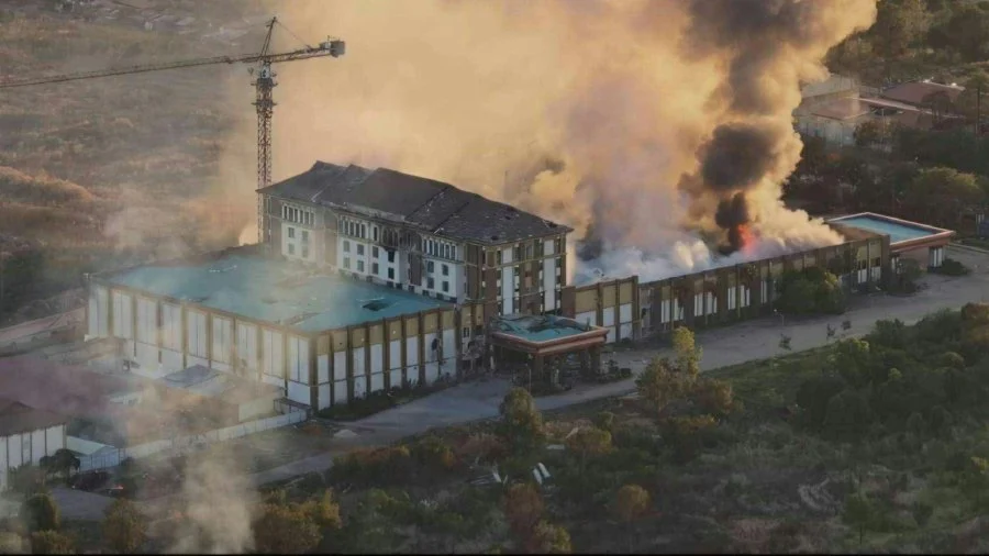 Scam Slavery in the Death Agony of Capitalism 16 16 December 2025: Multiple photos and videos shared by the Thai military on Facebook were presented as evidence of a military operation in which tanks shelled a casino and an alleged scam compound in Cambodia during the border war last year. (Source: Vision Times)