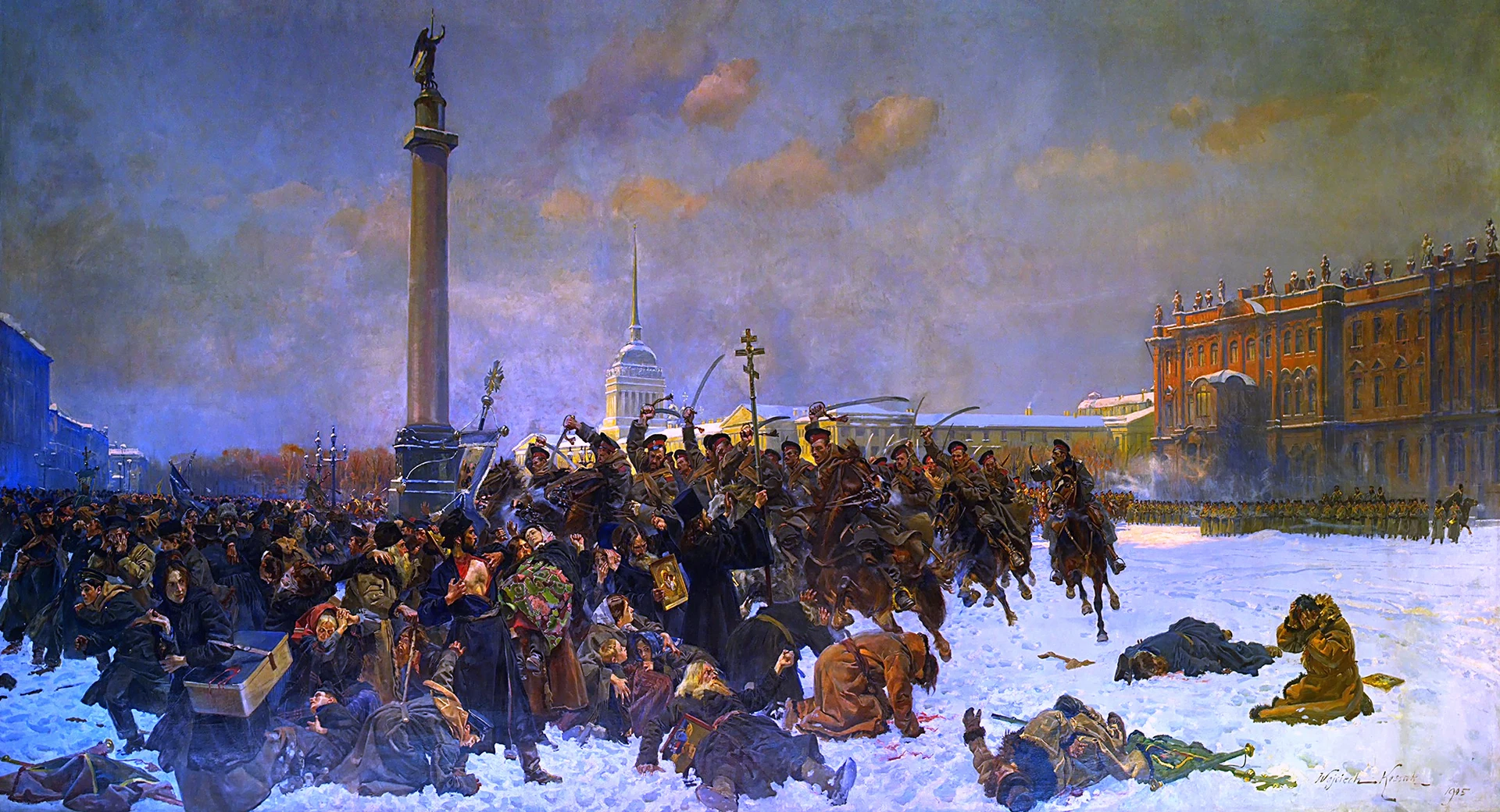 Revolusi Rusia 8 Ahad Berdarah 1905, digambarkan dalam lukisan Wojciech Kossak.